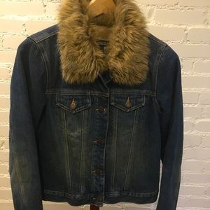 Abercrombie & Fitch faux fur denim jacket